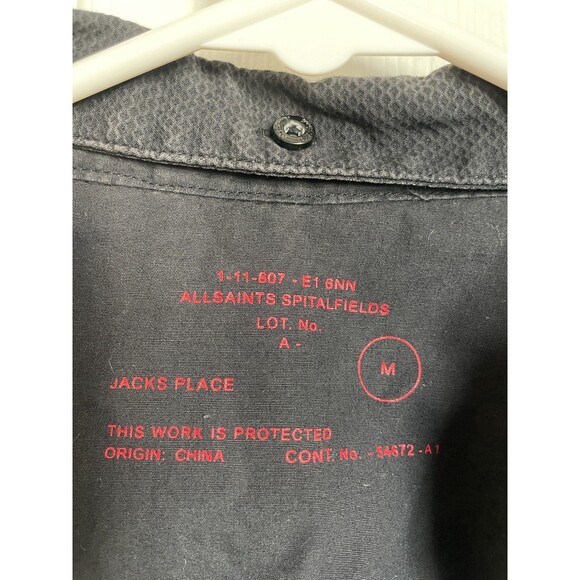 ALLSAINTS Men's Button Up Jesmond Shirt Black Cotton size M long sleeve y2k - Picture 8 of 8